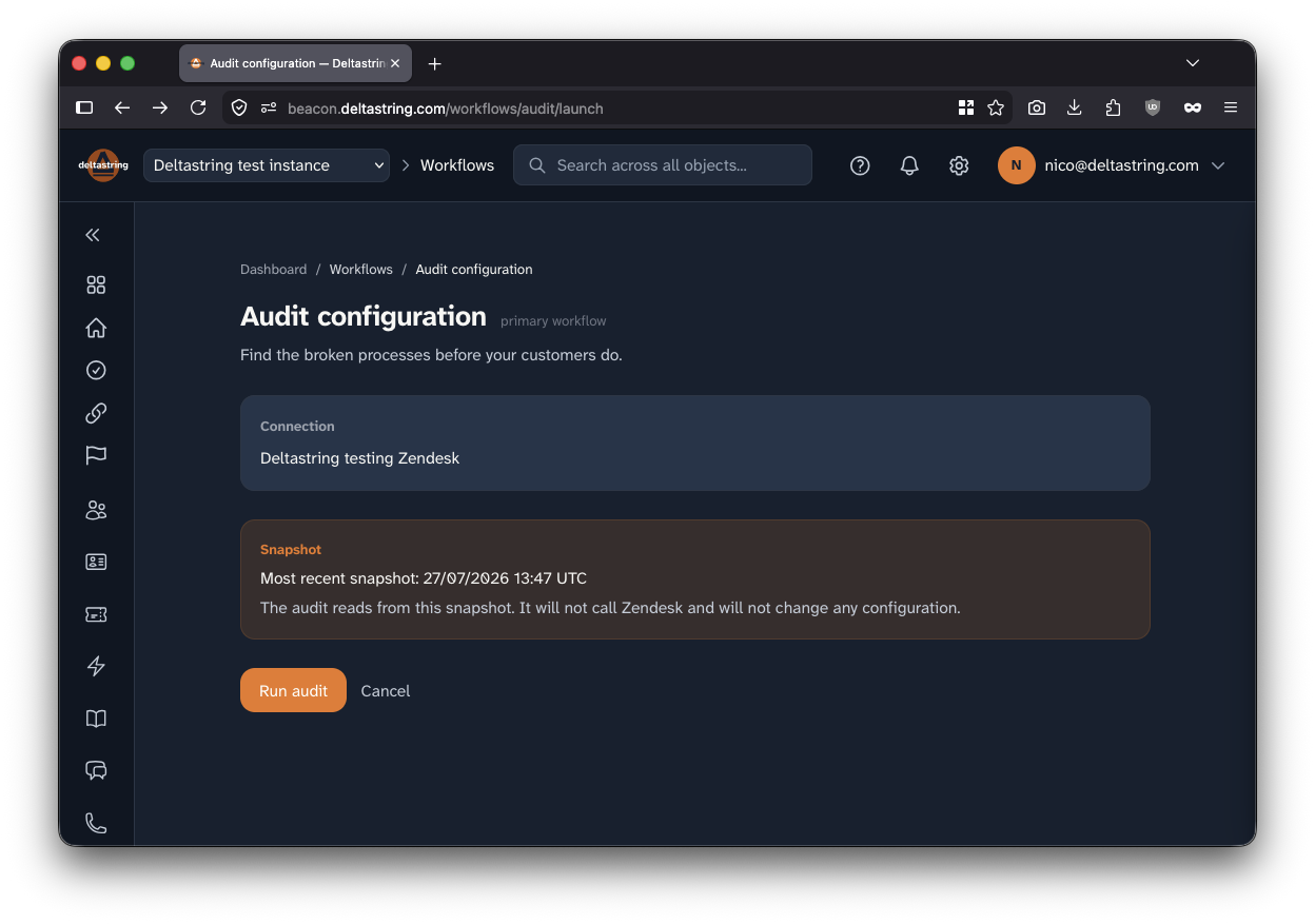 Deltastring audit configuration: find the broken processes before your customers do