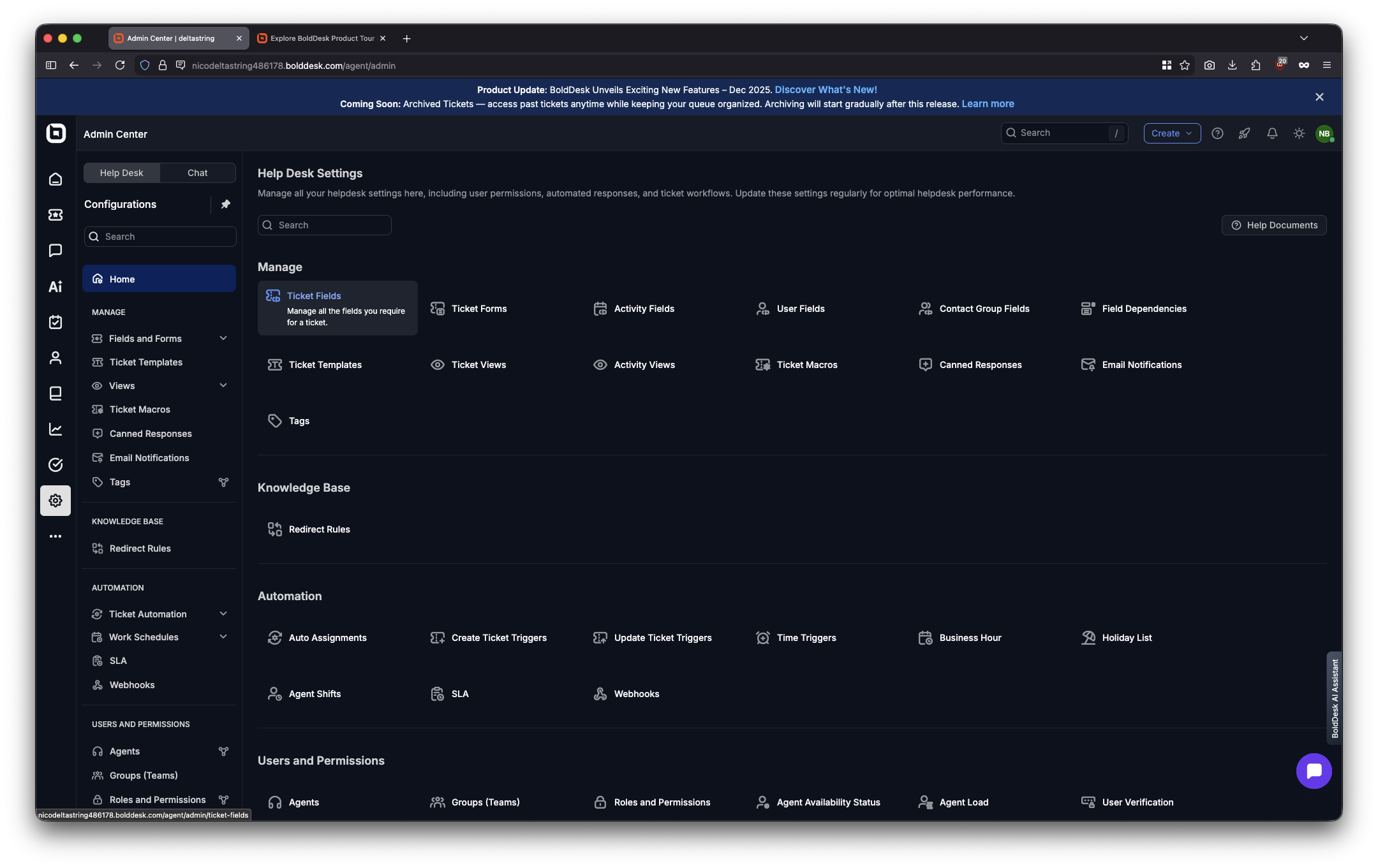 BoldDesk config interface